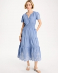 Chicos Chambray Embroidered Dress - LIGHT INDIGO Chicos Chambray Embroidered Dress - LIGHT INDIGO