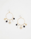 Chicos Starry Night Charm Hoop Earrings - GOLD