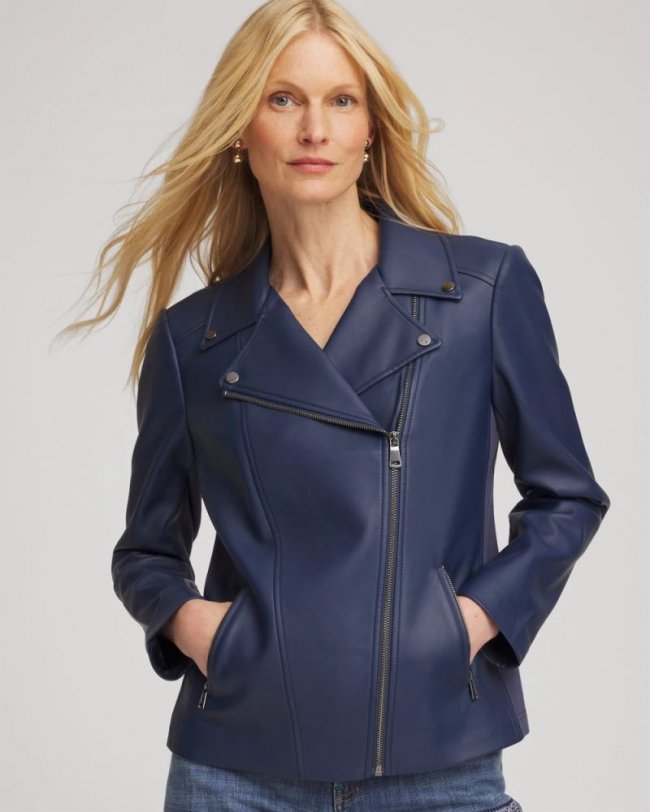 Chicos Faux Leather Moto Jacket - PACIFIC RIM