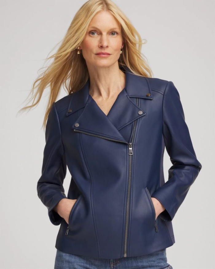 Chicos Faux Leather Moto Jacket - PACIFIC RIM