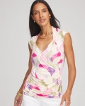 Chicos Watercolor Print Surplice Top - GLISTENING SAND Chicos Watercolor Print Surplice Top - GLISTENING SAND