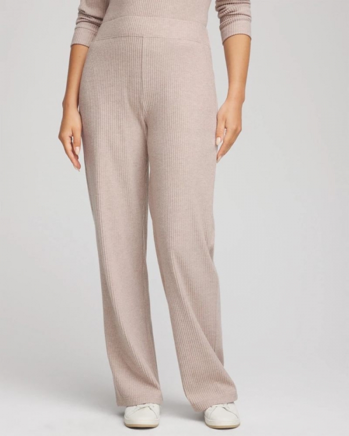 Chicos Zenergy® Brushed Ribbed Pants - LIGHT TAUPE HEATHER