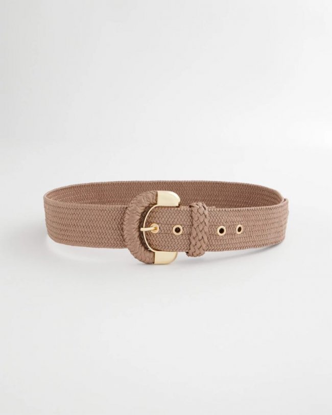 Chicos Satin Stretch Metal Belt - TAUPE Chicos Satin Stretch Metal Belt - TAUPE