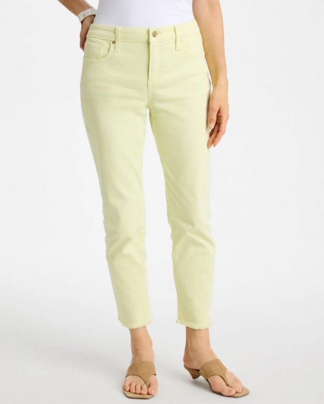 Chicos Girlfriend Slim Frayed Crop Jeans - SAGE LIME