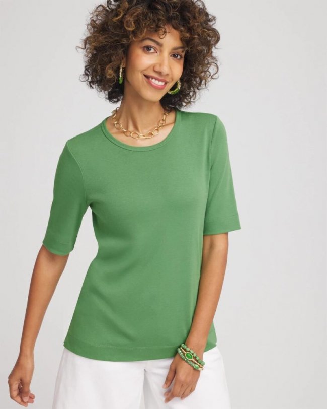 Chicos Classic Fit Pima Cotton Tee - SALTED LIME