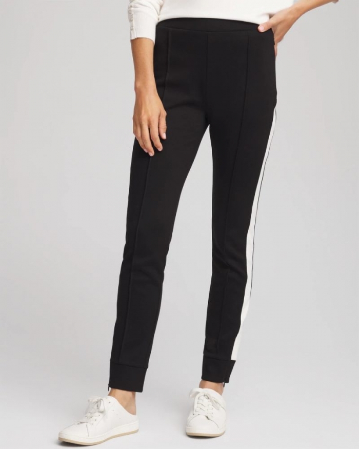 Chicos Zenergy® Double-Knit Contrast Ankle Pants - BLACK