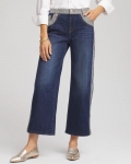 Chicos Girlfriend Cropped Colorblock Wide-Leg Jeans - ECLIPSE INDIGO
