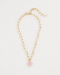 Chicos Genuine Quartz Heart Pendant Necklace - PINK Chicos Genuine Quartz Heart Pendant Necklace - PINK
