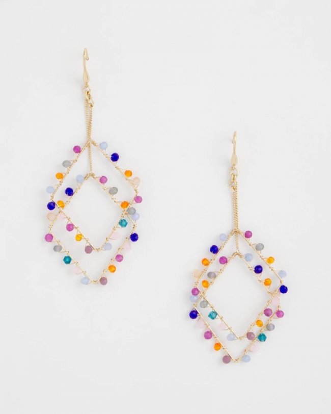 Chicos Diamond Shaped Linear Earrings - MULTI