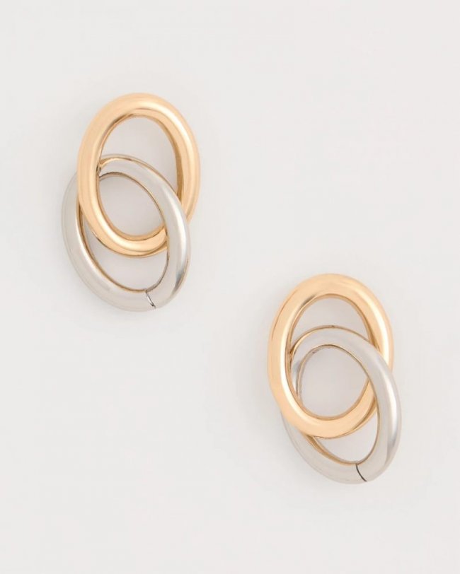 Chicos Mixed-Metal Link Earrings - MIXED METALS