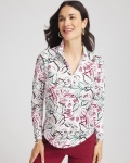 Chicos Zenergy® UPF Floral Mockneck Golf Top - RUSSET RED