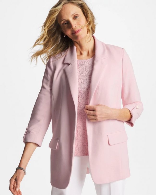 Chicos Boyfriend Crepe Blazer - SWEET BLOSSOM