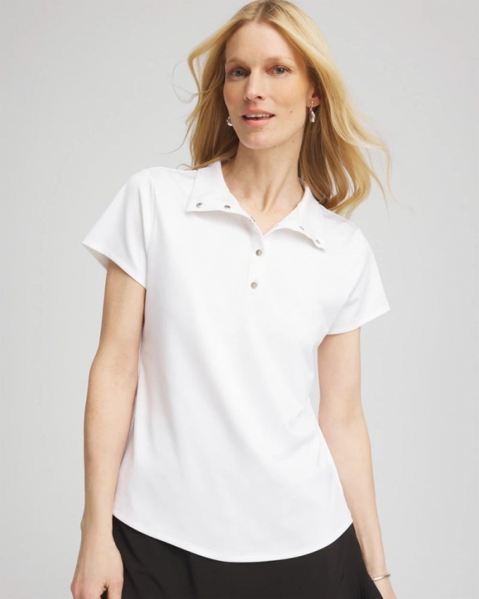 Chicos Zenergy® UPF Mockneck Short-Sleeve Top - ALABASTER