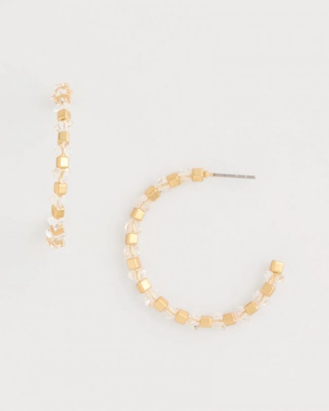Chicos Sea Foam Hoop Earrings - WHITE/GOLD Chicos Sea Foam Hoop Earrings - WHITE/GOLD