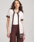 Chicos Pointelle High-Style Short-Sleeve Cardigan - ECRU