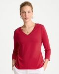 Chicos Cotton Stretch 3/4 Sleeve Tee - CHERRY LUSH Chicos Cotton Stretch 3/4 Sleeve Tee - CHERRY LUSH