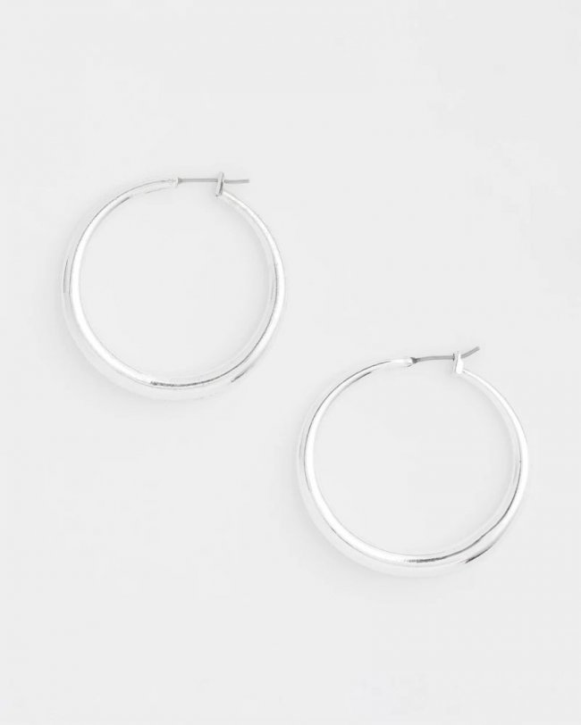 Chicos Cassie Silver-Tone Hoop Earrings - SILVER