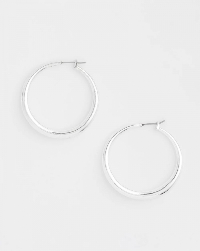 Chicos Cassie Silver-Tone Hoop Earrings - SILVER