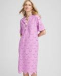 Chicos Eyelet Popover Dress - LAVENDER SKIES Chicos Eyelet Popover Dress - LAVENDER SKIES
