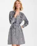 Chicos Embroidered Striped Dress - NAVY Chicos Embroidered Striped Dress - NAVY