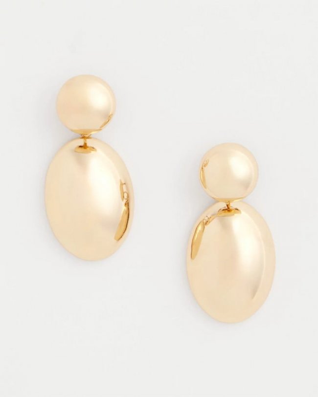Chicos Gold Oval Drop Earrings - GOLD Chicos Gold Oval Drop Earrings - GOLD