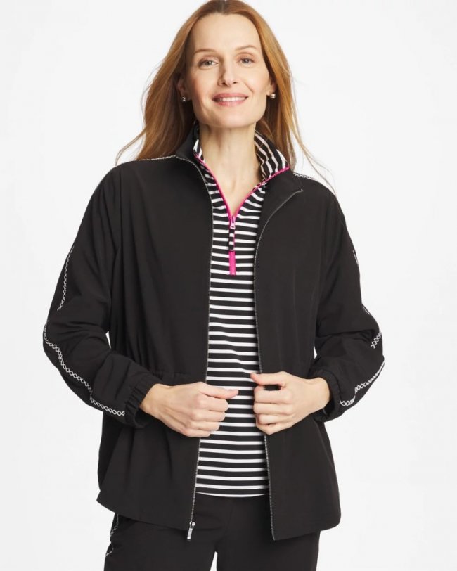 Chicos Zenergy® UPF Lattice-Trim Jacket - BLACK Chicos Zenergy® UPF Lattice-Trim Jacket - BLACK