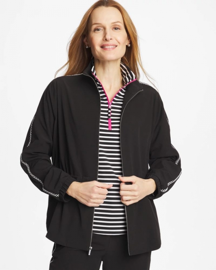 Chicos Zenergy® UPF Lattice-Trim Jacket - BLACK
