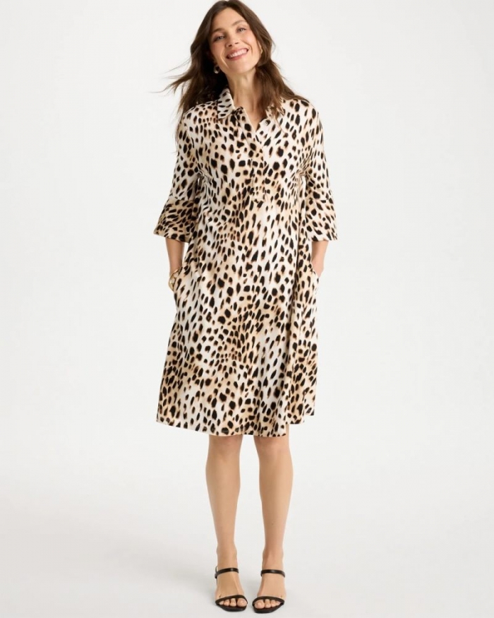 Chicos Ponte Knit Flounce Sleeve Dress - CHOCOLATE FONDANT