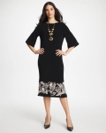 Chicos Travelers™ Border Kimono Sleeve Dress - TRAVELERS BLACK