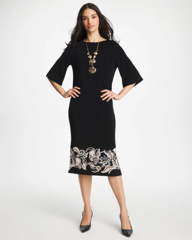 Chicos Travelers™ Border Kimono Sleeve Dress - TRAVELERS BLACK Chicos Travelers™ Border Kimono Sleeve Dress - TRAVELERS BLACK