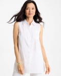 Chicos Poplin Cotton Collared Tunic - ALABASTER