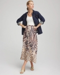 Chicos Animal Bengal Marks Faux Satin Skirt - BLACK