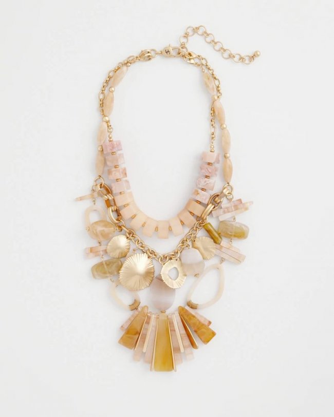 Chicos Chico's Originals Neutral Stone Bib Necklace - NEUTRAL