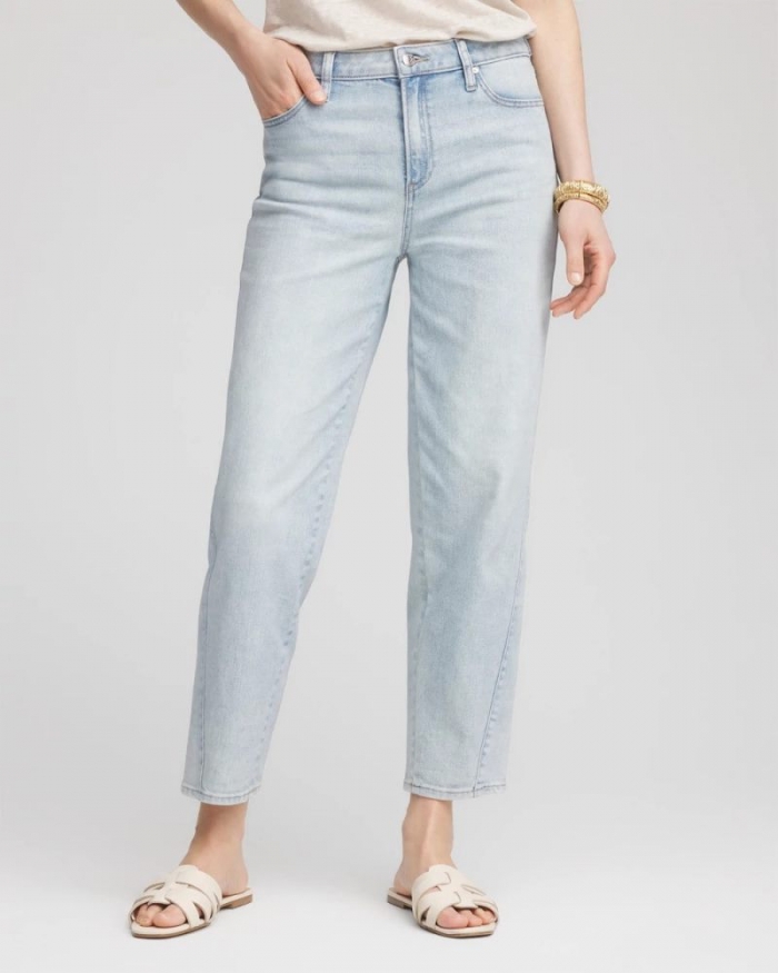 Chicos Relaxed Tapered Cropped Jeans - BELLEVIEW INDIGO