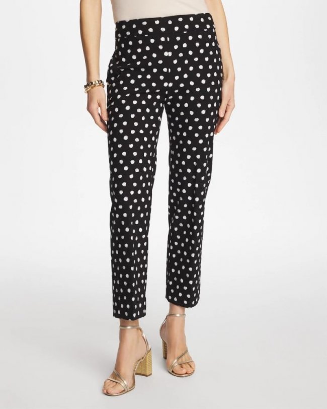Chicos Sketch Dot Brigitte™ Straight Crop - BLACK