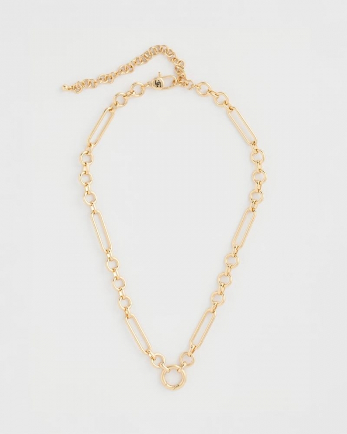 Chicos Shiny Goldtone Novelty Charm Necklace - GOLD