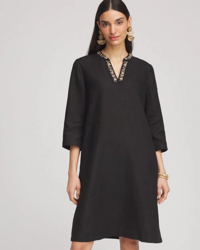 Chicos Embellished Linen Kurta Dress