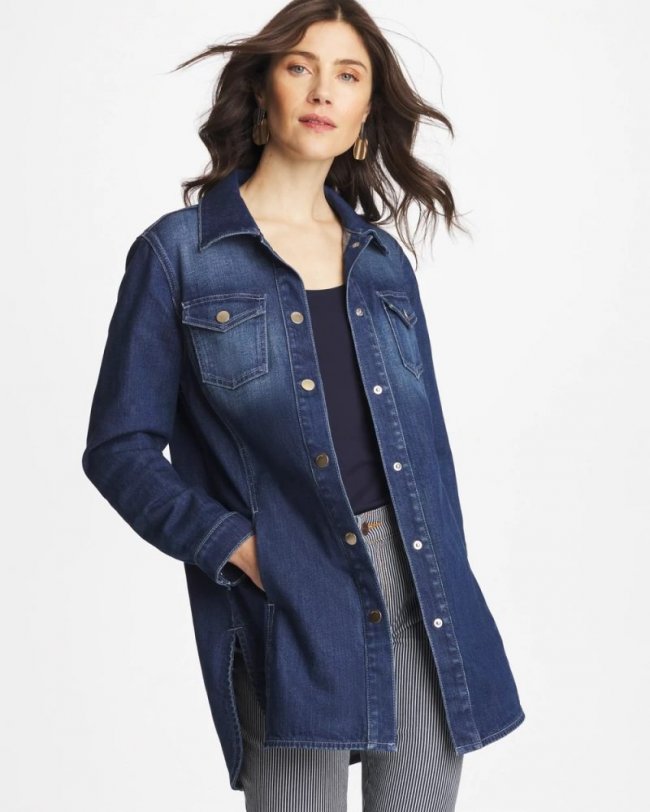 Chicos Button Down Denim Topper - ROME INDIGO Chicos Button Down Denim Topper - ROME INDIGO