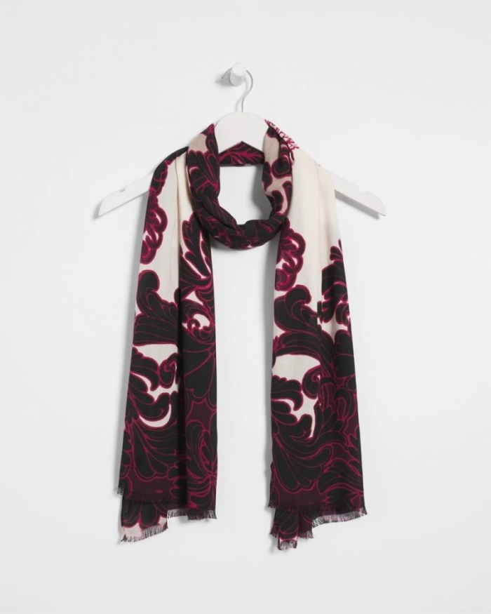 Chicos Maude Medallion Oblong Scarf - BLACK