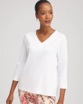 Chicos Short Pima 3/4 Sleeve Tee - ALABASTER Chicos Short Pima 3/4 Sleeve Tee - ALABASTER