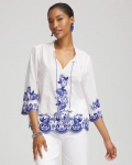 Chicos Embroidered Tassel Tie-Front Blouse - RICH COBALT Chicos Embroidered Tassel Tie-Front Blouse - RICH COBALT