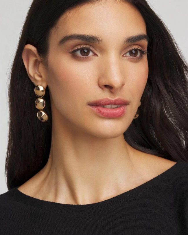 Chicos No Droop® Golden Tortoise Linear Drop Earrings - BROWN