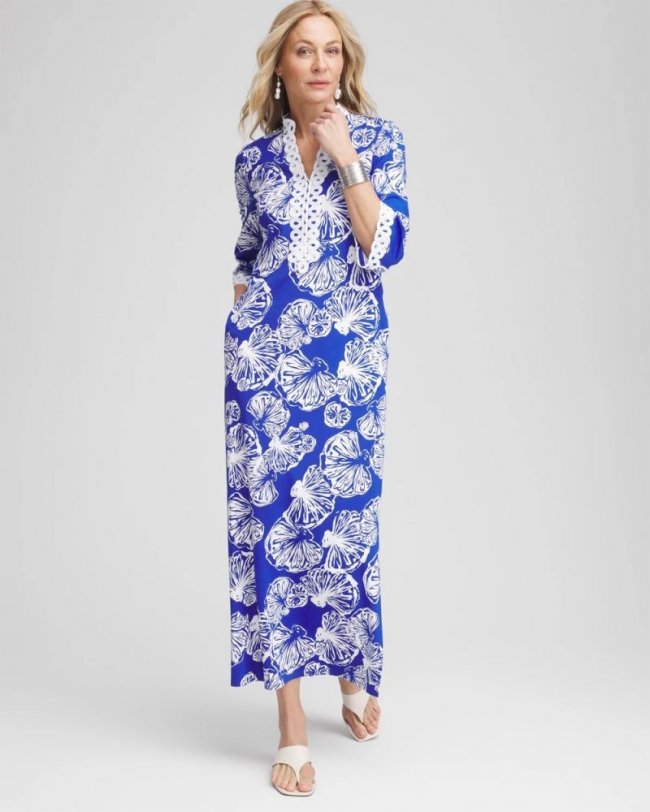 Chicos Shell Story Maxi Dress - RICH COBALT