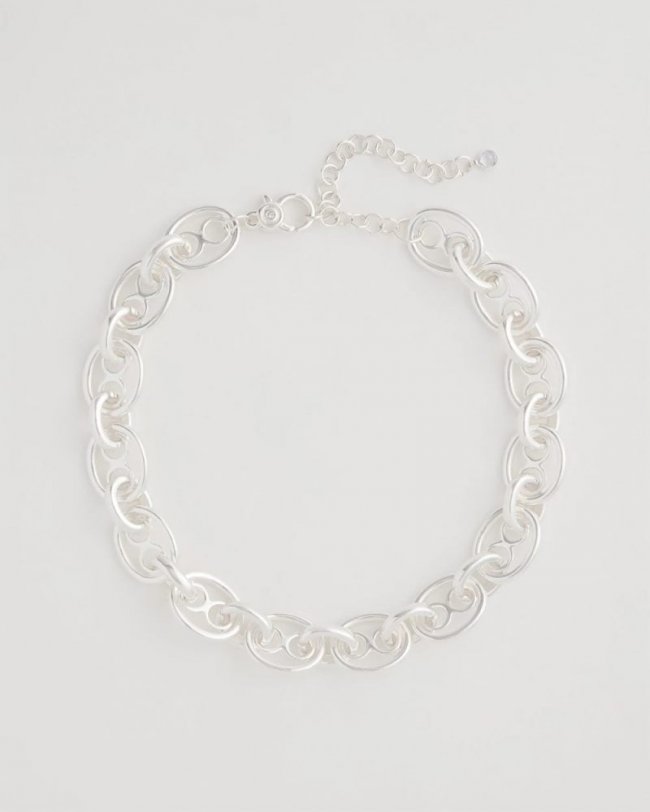 Chicos Mariner Silvertone Link Necklace - SILVER