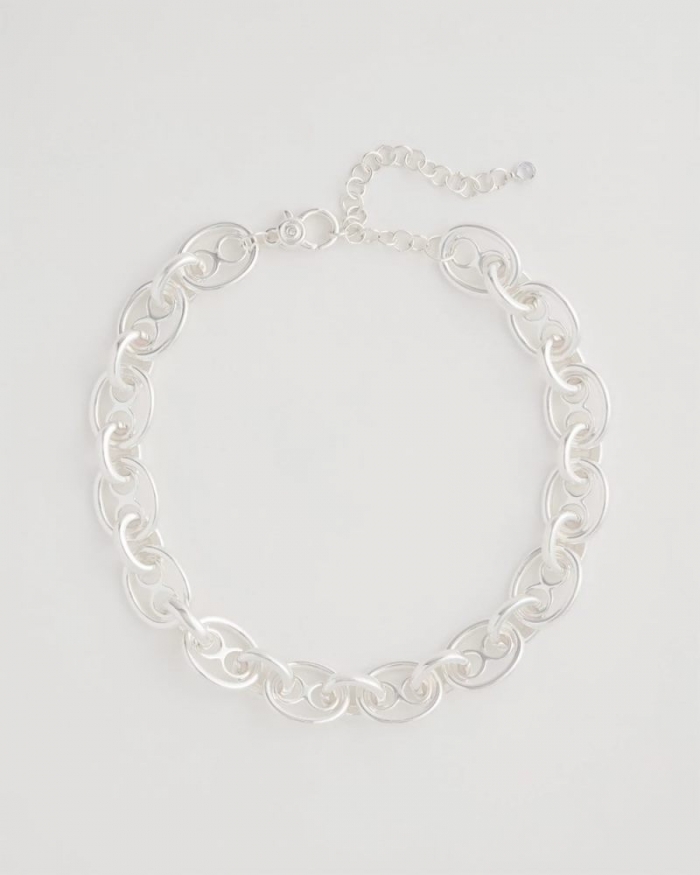 Chicos Mariner Silvertone Link Necklace - SILVER