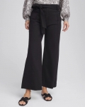 Chicos Belted Twill Utility Cropped Pants - BLACK