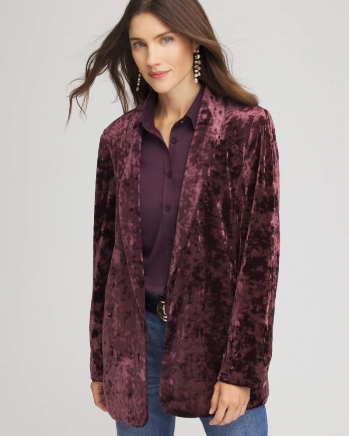 Chicos Crushed Velvet Blazer - NIGHT BLOOM
