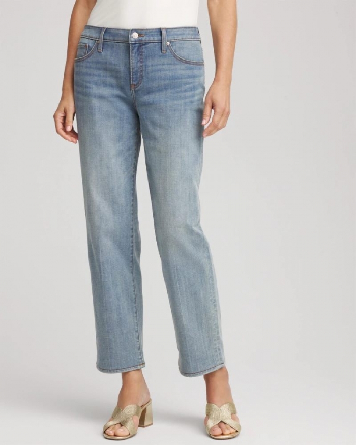 Chicos Girlfriend Straight Ankle Jeans - AZZURRO INDIGO