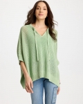 Chicos Avocado Artistry Open Knit Poncho - AVOCADO ARTISTRY