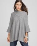 Chicos Embellished Sweater Poncho - MOON SHADE GRAY HEATHER Chicos Embellished Sweater Poncho - MOON SHADE GRAY HEATHER